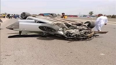 انقلاب سيارة ونجاة قائدها من الموت بسبب السرعة الجنونية في الشرقية|صور