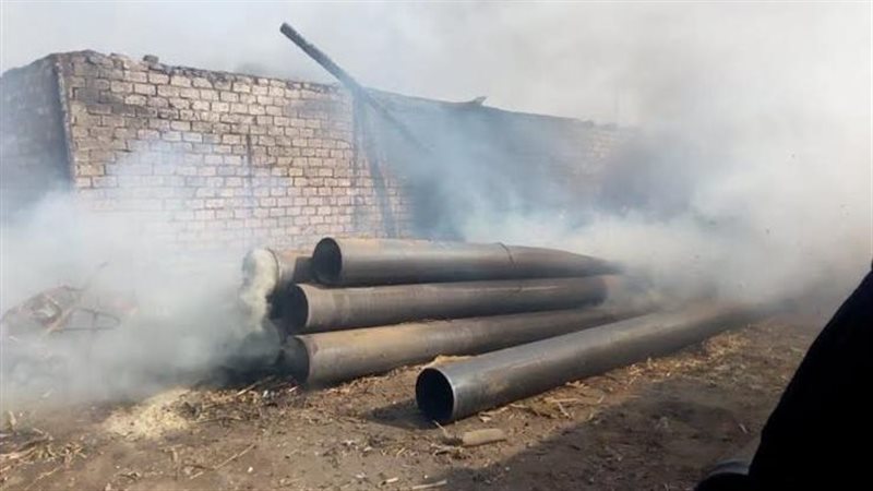 حريق هائل في مواسير