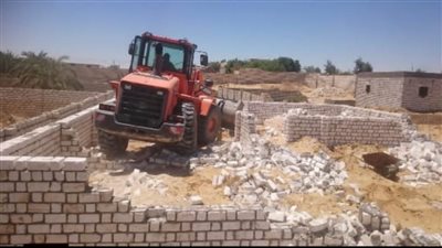 إزالة محلات مقامة بالمخالفة ومنشآت على أراضي أملاك الدولة بالواحات البحرية | صور