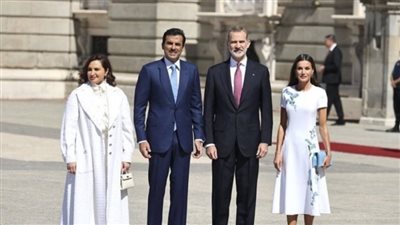 أول ظهور رسمي لزوجة أمير قطر في إسبانيا |فيديو وصور 