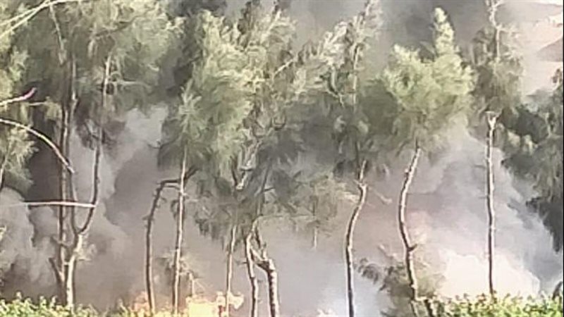 حريق بقطعة ارض بالقليوبية