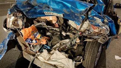 الصور الأولى لسيارة المصابين في حادث الفنان مصطفى هريدي بالشيخ زايد 