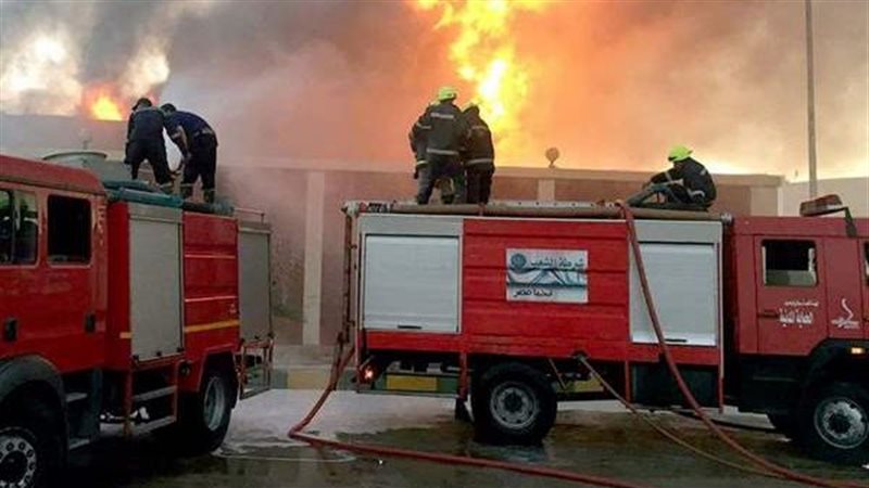 حريق بمحل تنجيد بالعمرانية