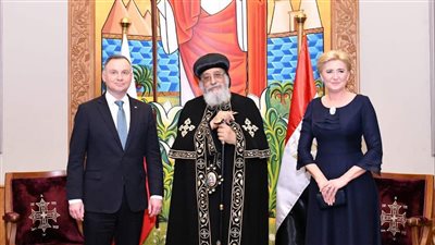 البابا تواضروس يستقبل الرئيس البولندي وقرينته