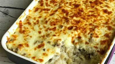 طريقة عمل طاجن المكرونة بالبشاميل