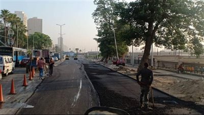 الجيزة تنهي أعمال رصف البحر الأعظم حتي أعلي وأسفل نفق عباس| صور