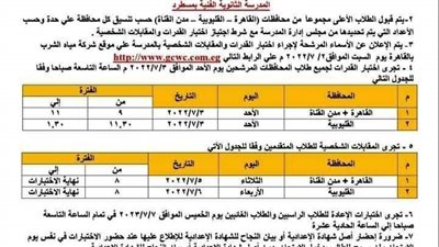 الأكثر مجموعا وإقبالا بالقليوبية.. مدرسة مياه الشرب تعلن التفاصيل