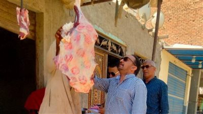 حملة للمتابعة والرقابة التموينية على محال الجزارة في إهناسيا ببني سويف