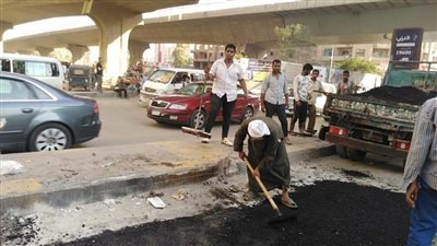 رفع كفاءة وترميم الطرق وصيانة المرافق بحي الهرم في الجيزة | صور