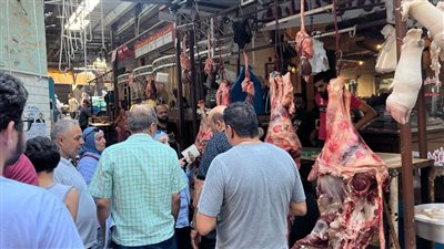 إقبال المواطنين على شراء اللحوم بمحلات الجزارة في الإسكندرية