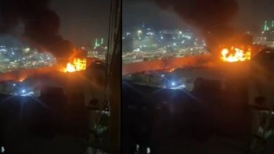 اللقطات الأولى لحريق اندلع داخل مصنع مواد كيميائية بالسلام | فيديو
