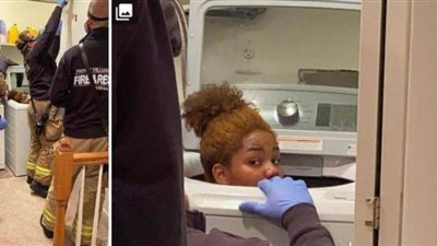 بسبب لعبة الغميضة.. فتاة شابة تَعلق داخل غسالة ملابس