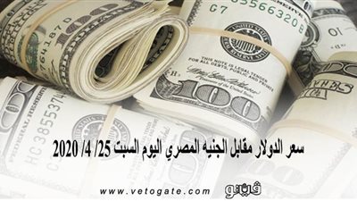 سعر الدولار مقابل الجنيه المصري اليوم السبت 25/ 4/ 2020