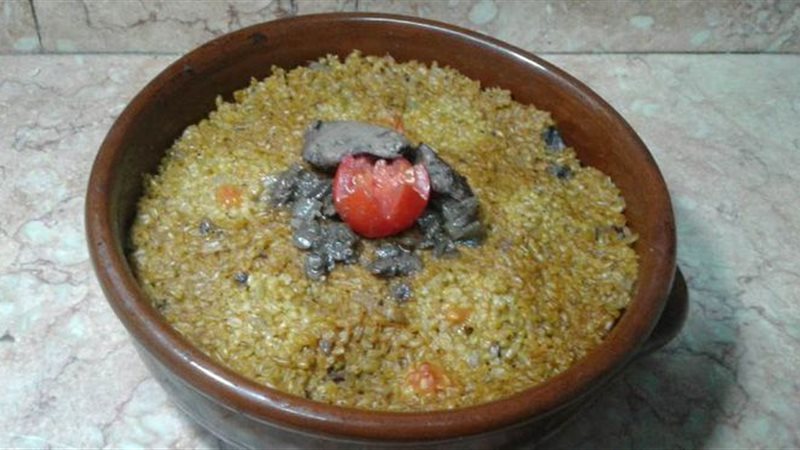 طاجن الفريك بالكبد