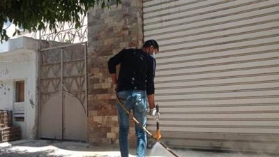 تطهير قرية الجزائر بالإسكندرية بعد ظهور حالة كورونا| صور