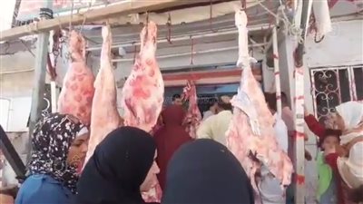 زحام على محلات الجزارين في وقفة عيد الأضحى| فيديو 