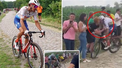كسر في رقبة متسابق إيطالي بعد اصطدامه مع مشجع | فيديو