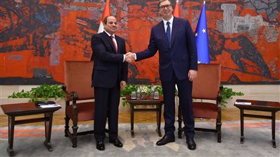 رئيس صربيا: نفتخر بوجود قائد بحكمة السيسي لمساهمته المباشرة في تعزيز العلاقات.. افتتاح خط طيران مباشر بين القاهرة وبلجراد لتسهيل عملية الاستثمار والانتهاء من اتفاقية عدم الازدواج الضريبي