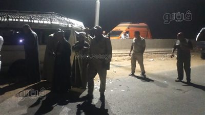 استعجال التقرير المروري لتصادم أتوبيس وسيارة نقل بطريق السويس الصحراوي