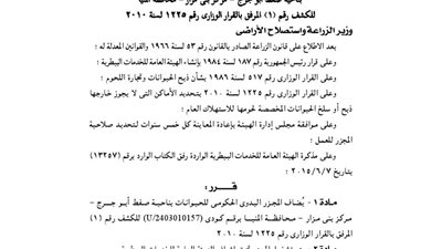 إضافة مجزر يدوى للحيوانات بناحية صفط أبو جرج