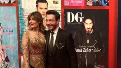 أحمد زاهر وطارق لطفي وريهام عبد الغفور في حفل توزيع جوائز «دير جيست»