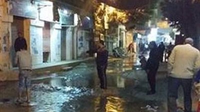 انفجار ماسورة خط المياه الرئيسي بمنيا القمح في الشرقية