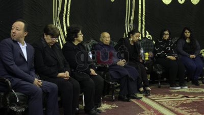 فاروق حسني وجودة عبد الخالق وحسن مكاوي في عزاء صلاح عيسى