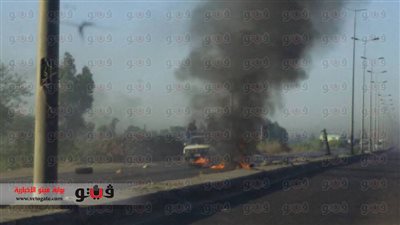 إخوان الدقهلية يشعلون النيران بالطريق الدولي بجمصة