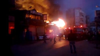 بالفيديو.. لحظة انفجار معرض الملابس بالفيوم