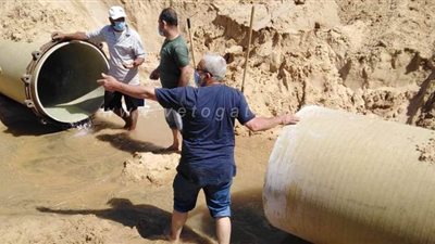 إصلاح خط مياه الشرب المغذى للعريش وبدء الضخ للمحطات| صور