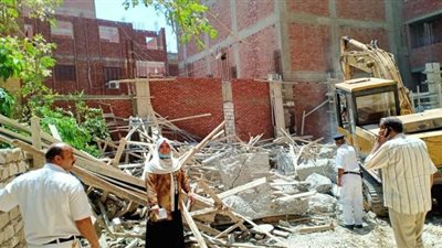 الري تزيل ​​​​​التعدي بالبناء على قطعة أرض تابعة لها في حلوان