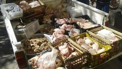 مصادرة 5 أطنان مقاطعات دواجن فاسدة داخل ثلاجة لحفظ السلع الغذائية بكرداسة