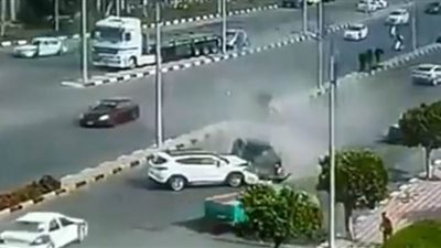 أول فيديو لحادث تحطم سيارتين ملاكي ببورسعيد