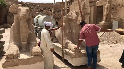 تعالج أخطاء الماضي.. الآثار تجري أكبر عملية ترميم لكباش معابد الكرنك| صور وفيديو
