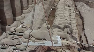 تفاصيل ترميم كباش الصرح الأول لمعابد الكرنك.. الآثار: أكبر مشروع ينفذ منذ ٥ عقود.. والتماثيل كانت في حالة سيئة من الحفظ