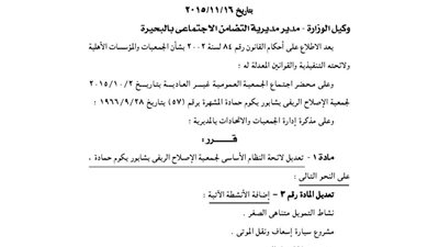 تعديل لائحة جمعية الإصلاح الريفى بشابور بكوم حمادة