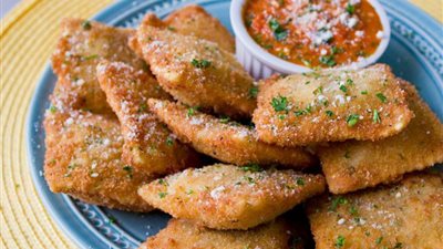 طريقة إعداد مكرونة الرافيولي المقلية بالجبنة من الشيف نيفين