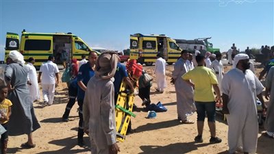مصرع شخص وإصابة 43 آخرين إجمالي ضحايا حادث أتوبيس مطروح | صور