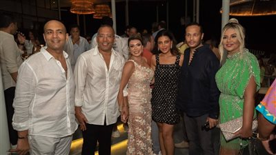 النائب محمد حلاوة وزوجته الفنانة ريهام حجاج يحضران خطوبة فيروز خالد صلاح فى الساحل الشمالى