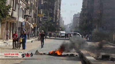 الإرهابية تقطع كوبرى عين شمس بإطارات السيارات المشتعلة