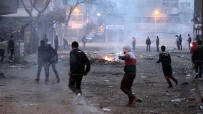 عناصر الإرهابية يقطعون ميدان النعام بالمطرية بالإطارات المشتعلة