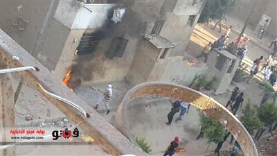 بالصور ..مباحث حلوان تعاين حريق نقطة شرطة «الزلزال»